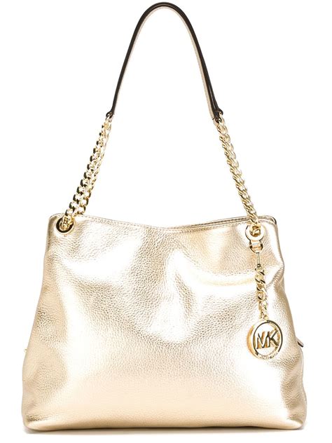 gold michael kors shoulder bag